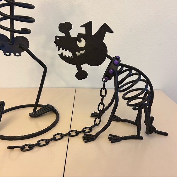 Vintage PartyLite Halloween Skeleton Mr. Bones Sticks Dog Votive Holders - Picture 5 of 11